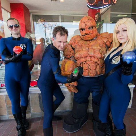 Pin for Later: 58 Epic Costumes For Geeky Groups Fantastic Four Source: Instagram user arizonadeadpool Family Group Costumes, Thing Costume, American Halloween, Costumes Party Ideas, Comic Book Costumes, Epic Costumes, Sue Storm, Halloween Costumes Party, Book Costumes