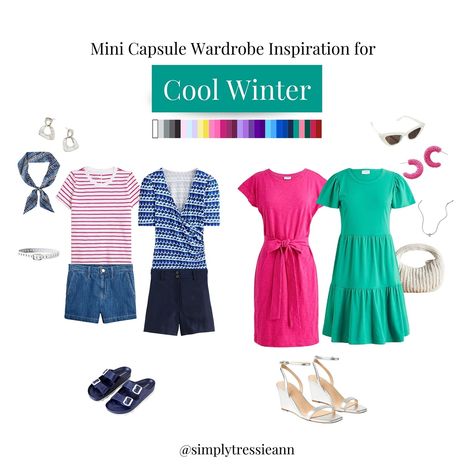 Cool Winter color palette mini capsule wardrobe inspiration Cool Winter Color Palette Outfits, Winter Color Palette Outfits, True Winter Outfits, Mini Capsule Wardrobe, Capsule Wardrobe Inspiration, Winter Skin Tone, Cool Winter Color Palette, Winter Color Palette, True Winter