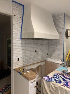 Any zellige tile regrets or advice? Kitchen Grout Color, Kitchen Grout, Tile Grout Color, Zellige Tiles, Grey Grout, Cle Tile, Coffee Nook, Tile Kitchen, Zellige Tile