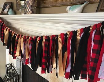 Buffalo plaid garland - red black gold banner buffalo plaid party decorations buffalo plaid wedding decor Bridal shower decor lumberjack Plaid Decorations, Plaid Party Decorations, Rag Banner, Plaid Baby Shower, Plaid Wedding, Shabby Chic Wardrobe, Festive Party Decorations, Modern Shabby Chic, Plaid Party