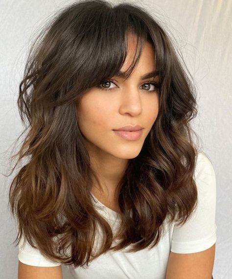 Long Thick Wavy Hairstyle with Bangs Armpit Length Hair, Textured Haircut, Thick Wavy Hair, Long Hair With Bangs, Trending Haircuts, Long Layered Hair, Long Wavy Hair, Medium Hair Cuts, Long Hair Cuts