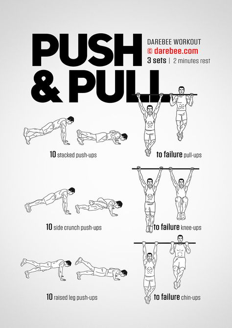 Push & Pull Workout Pull Workout, Push Pull Workout, Pull Up Workout, Calisthenics Workout Plan, Push Workout, Military Workout, Trening Sztuk Walki, Arm Workout Women, Push Up Workout