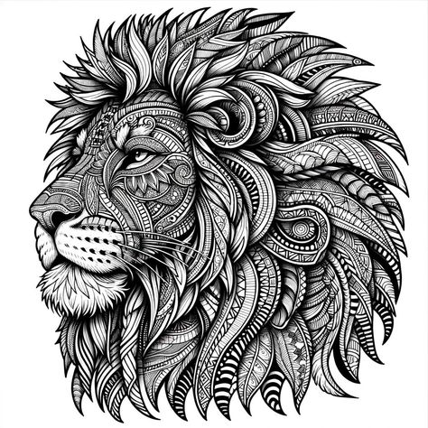 Zentangle Animals Art, Basic Art Techniques, Zentangle Kunst, Lion Mandala, Lion Sketch, Free Coloring Pages For Kids, Kids Animals, Zentangle Artwork, Mandala Art Therapy