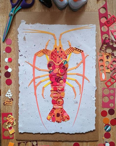 Rock Lobster, Coast Line, Art Auction, Collage Art, Mixed Media, To Start, Sign Up, Auction, Paper Crafts