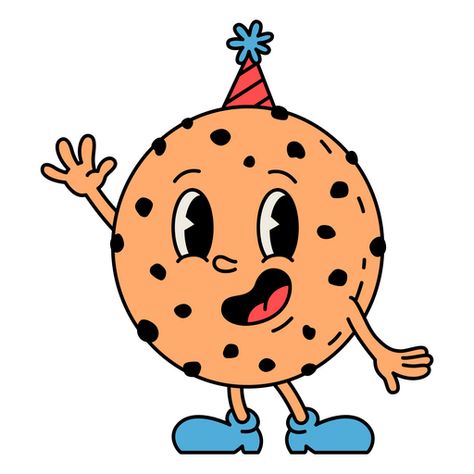 Retro Birthday Illustration, Retro Cookies, Cookie Character, Cookie Cartoon, Cookie Illustration, Cookie Png, Cookies Png, Cookie Drawing, Cookie Vector