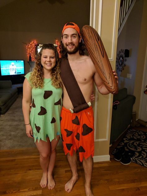 Pebbles and Bam Bam couples costume Pebbles And Bam Bam Costumes Couple, Baby Pebbles Costume, Pebbles Flintstone Halloween Costume, Bam Bam Costume, Flintstones Halloween Costumes, Flintstones Costume, Original Halloween Costumes, Pebbles Costume, Pebbles And Bam Bam