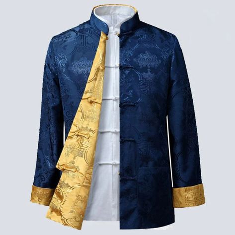 Reversible Silk Blend Auspicious Chinese Jacket – IDREAMMART Hanfu Men, Chinese Shirt, Tang Suit, Wing Chun, Four Season, Chinese Clothing, Men's Coats & Jackets, Kimono Cardigan, Tai Chi