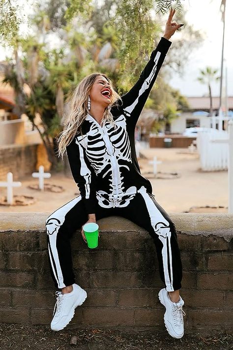 Women’s Skeleton Costume, Woman Skeleton Costume, Boochelorette Party, Skeleton Jumpsuit, Skeleton Costume Women, Halloween Skeleton Costume, Costumes 2024, Spooky Halloween Costumes, Jumpsuit Costume