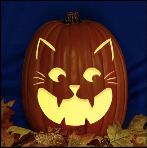 Cat Pumpkin Carving, Cute Pumpkin Carving, Pumpkin Carver, Pumkin Carving, Halloween Pumpkin Carving Stencils, Creative Pumpkin Carving, Pumpkin Carving Designs, Halloween Pumpkin Designs, Carved Pumpkin