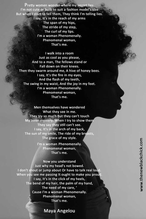 Beautiful Strong Women Poems | One of the best poems ever written highlighting the beauty of black ... Black Is Beautiful Quotes, Woman Poem, Selfcare Goals, Ruby Dee, Black Queen Quotes, Strong Black Woman Quotes, Best Poems, Phenomenal Woman, Queen Quotes