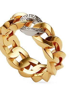 Versace Ring, Chain Ring Gold, Versace Style, Versace Jewelry, Birthday Board, Wide Rings, Metal Accessories, Chain Ring, High Jewelry