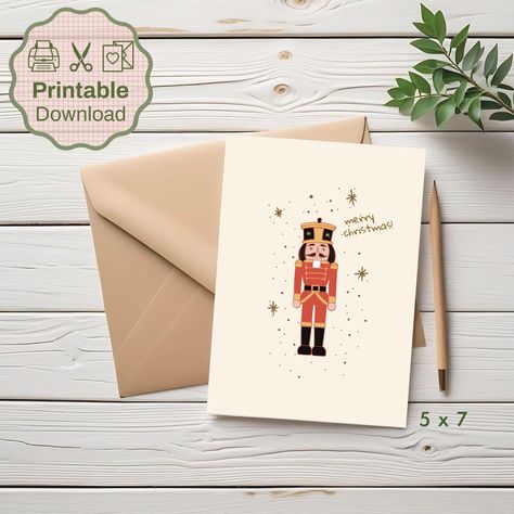 Nutcracker Christmas Card | Printable Christmas Card | Merry Christmas Card | Cute Christmas Card | 5x7 Digital Download by AriseShineArt on Etsy Nutcracker Christmas Card, Christmas Card Printable, Printable Christmas Cards, Merry Christmas Card, Card Printable, Printable Christmas, Nutcracker Christmas, Holiday Greetings, Cute Christmas