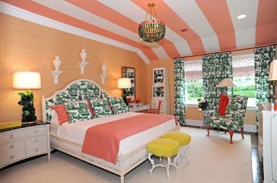 Decorating with Orange Pretty Bedrooms For Women, Coral And Green Bedroom, Bedrooms For Women, Bedroom Paint Color Inspiration, Interior Paint Schemes, Peach Bedroom, Japandi Bedroom Design, Pretty Bedrooms, Coral Bedroom