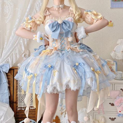 LolitaWardrobe.com on Tumblr Lol Ita Dress, Magical Girls Outfit, Magical Girl Aesthetic Outfit, Magic Girl Outfit, Magical Girl Outfit Ideas, Space Outfit Aesthetic, Lotia Dresses, Japanese Idol Outfits, Vintage Princess Party