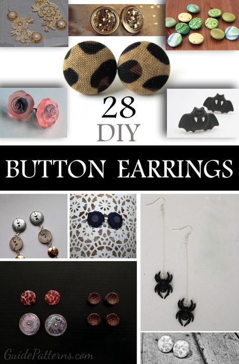 Beaded Button Earrings, Button Earrings Diy, Button Jewelry Earrings, Button Earrings Diy How To Make, How To Make Button Earrings, Earrings With Buttons, Earrings Out Of Buttons, Diy Earrings Pearl, Button Pearl Earrings