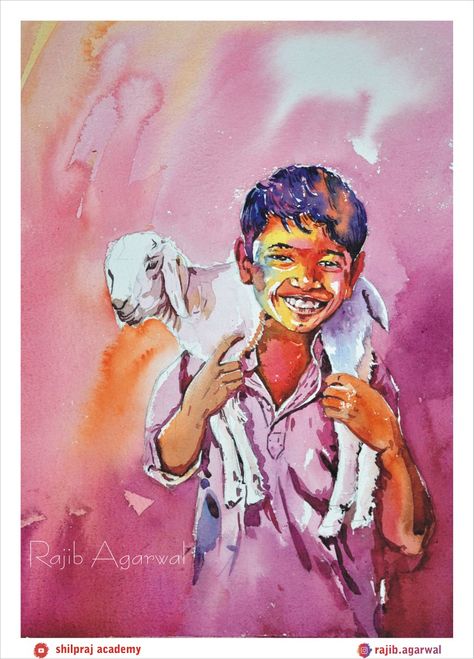 Holi Painting Ideas On Canvas, Holi Digital Art, Holi Painting Watercolor, Holi Illustration Art, Holi Sketch, Anatomy Perspective, Watercolor Village, Holi Painting, Holi Drawing