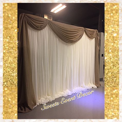 Elegant Wedding Draping Decor by: Sweets Event Decor | Tent Draping | Fabric Draping | Fabric Backdrop| Canopy Draping | Backdrop Draping | Pipe & Drape | Candy Table | Desserts Table | Floral Centerpieces | Floral Arrangements | Natural Flowers | Balloon Arch | Balloon Columns | Balloon Decor | Balloons Table Floral Centerpieces, Hoco Decor, Blue And Gold Curtains, Draping Backdrop, Canopy Draping, Drape Ideas, Draping Decor, Backdrop Draping, Valentine Banquet