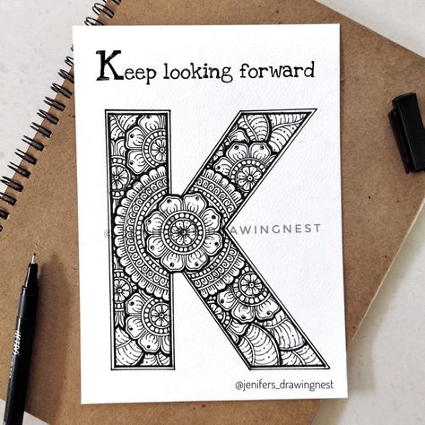 Alphabet Mandala Art, Alphabet Mandala, Alphabet N, Doodle Art Letters, Alphabet Drawing, Epic Drawings, Mandala Doodle, Easy Mandala Drawing, Graph Paper Drawings