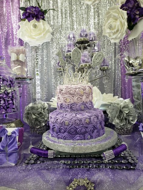 Shades of Purple Cake & Candy Table 30th Party, Purple Cakes, Purple Party, 50th Anniversary Party, Cupcake Tower, Candy Table, 10th Birthday Parties, Sweet 16 Parties, Sweet 16 Birthday