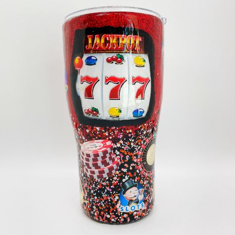 Excited to share this item from my #etsy shop: Stainless Steel Tumbler Sliding Lid Straw Red Black White Glitter Casino Slot Machine Gambling Gambler Cards Slots Personalized Gift Jackpot #red #black #metal #winner #slotmachines #slots #gambler #gambling White Deck, Food Safe Epoxy, Epoxy Tumbler, Epoxy Tumblers, Glitter Tumbler Cups, Rv Decor, Cup Ideas, Diy Tumblers, White Glitter