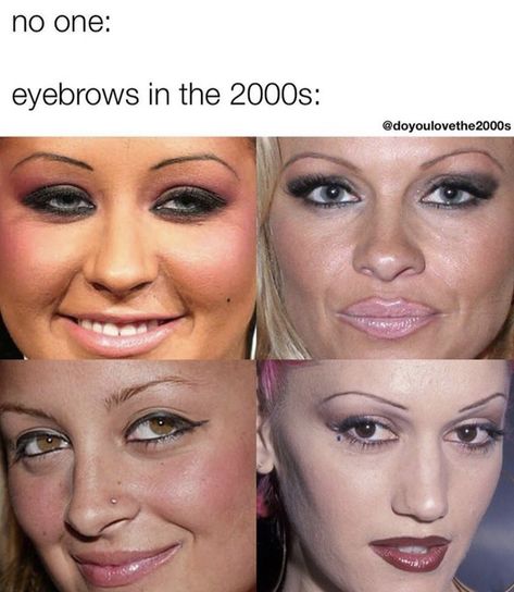 2000s Eyebrows, Early 2000 Makeup, Early 2000s Makeup, 2000 Makeup, 00s Aesthetic, 2000s Girl, Eye Brows, Early 2000s Fashion, Types Of Makeup