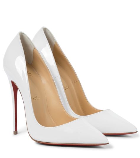 Christian Louboutin - So Kate 120 patent leather pumps | Mytheresa White Louboutin Heels, White Louboutin, Fancy Flats, Christian Louboutin So Kate, Designer Pieces, So Kate, Leather Western Boots, White Heels, Patent Leather Pumps