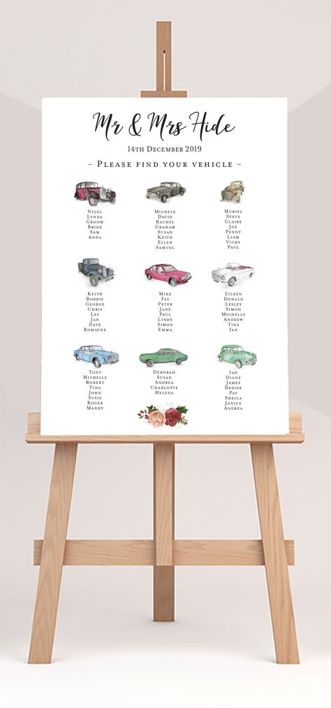 Car Table Numbers Wedding, Car Wedding Favors, Nascar Wedding Ideas, Mopar Wedding Ideas, Car Themed Seating Chart, Wedding Ideas Car Theme, Car Seating Chart, Table Seating Ideas Wedding, Mechanic Themed Wedding