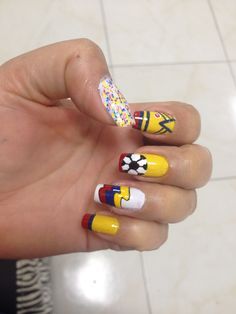 Short Nail Beds, Colombia Nails, Short Nail Bed, Indian Nails, Football Nails, Flag Nails, Heart Nail Designs, Nail Bed, Short Nail