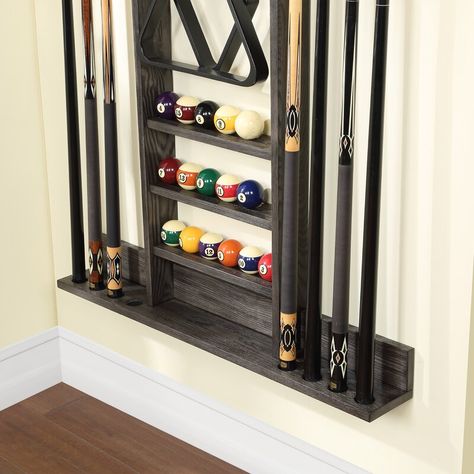 HB Home Glacier Wall Rack & Reviews | Wayfair Charcoal Walls, Pool Cue Rack, Pool Table Room, Pool Table Accessories, Pool Sticks, Cue Rack, Table Wall, Bar Games, Value City Furniture