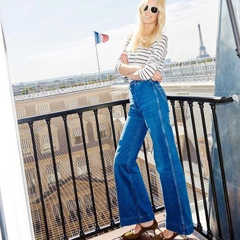 @claudiaschiffer wears the Bay Jean @baygarnett #golborneroad #mihjeans Claudia Schiffer Style, Women's Flared Jeans, Womens Flare Jeans, Ladylike Style, Original Supermodels, Where It All Began, Ageless Style, Claudia Schiffer, The Fashion Industry