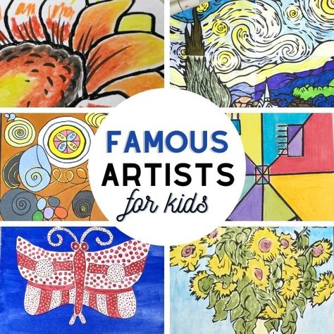 Artist Study Elementary, Art Lessons Elementary Famous Artists, Preschool Artist Inspired Art, Art History For Preschoolers, Art Projects Inspired By Famous Artists, Pop Art For Kids Projects, Art Inspired By Famous Artists, Around The World Activities For Kids, Preschool Artist Theme