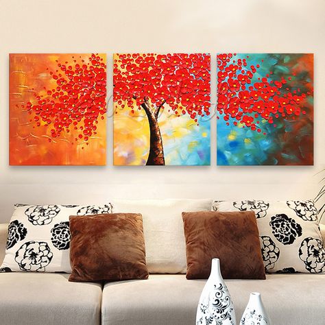 3 Pieces Panel Wall Art Palette Knife Hand Painted  Flower Oil painting On Canvas Wall Pictures Painting For Living Room blossom Sequence Painting On Canvas, Flower Oil Painting, Art Palette, Painting For Living Room, Panel Wall, Painted Flower, Wall Pictures, Panel Wall Art, Oil Painting Flowers