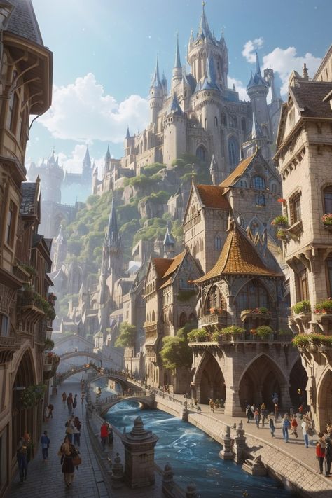 Elven City, Space Halloween, Fantasy Castles, Cyberpunk Steampunk, Steampunk City, Sci Fi Space, Fantasy Architecture, Kingdom City, Steampunk Fantasy