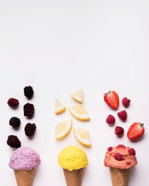 Ice Cream Styling, Food Photography Ice Cream, Ice Cream Photoshoot Ideas, Ice Cream Photography Creative, Ice Cream Summer Aesthetic, Ice Cream Product Photography, Fruit Ice Cream Cones, Ice Cream Shop Aesthetic, Ice Cream Photoshoot