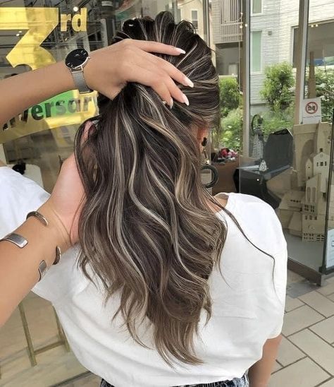 Long Hair Perm, Blonde Highlights On Dark Hair, Perm Hair, Hair Perm, Brunette Hair With Highlights, Dark Hair With Highlights, Brown Hair With Blonde Highlights, Brunette Balayage Hair, Hair Done