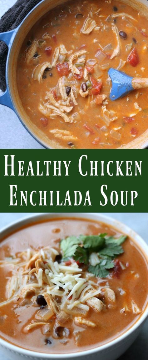 Low Calorie Chicken Enchilada Soup, Healthy Chicken Enchilada Soup, Soup Recipes Healthy Low Calories, Soup Recipes Healthy Crockpot, Healthy Chicken Enchiladas, Chicken Enchilada Soup Recipes, Enchilada Soup Recipe, Soup Crockpot, Mexican Soup Chicken