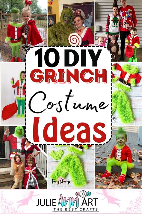 DIY Grinch Costume Ideas 1 (1) Grinch Dressup Ideas For School, Who Characters Grinch, Grinchmas Costume Ideas, Grinch Bounding, How To Dress Like A Whoville Character, Dress Like A Whoville Character, Diy Grinch Outfit Kids, The Grinch Costume Ideas, Diy Grinch Themed Outfits