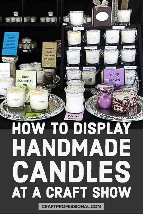 How to display handmade candles at a craft show. Candle Craft Booth Displays, How To Display Candles For Sale, Candle Launch Party Ideas, Candle Booth Display Ideas, Candle Display Craft Show, Diy Candle Display, Candle Shop Display, Candle Display Ideas, Candle Booth Display