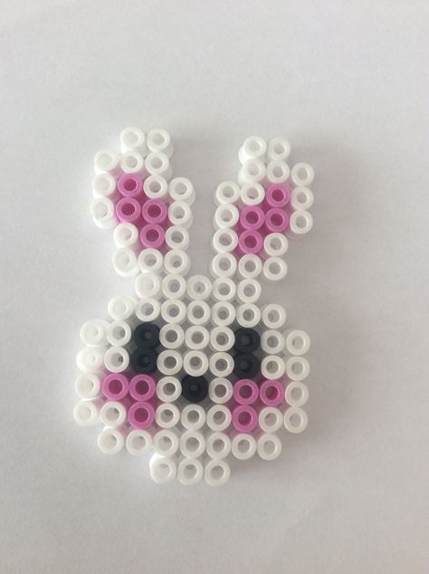 Hama bead Rabbit 14x9 Hama Beads Bunny, Perler Bunny, Hama Beads Patterns Easter, Easter Perler Beads, Bunny Perler Beads, Hama Beads Kawaii, Beaded Rabbit, Hello Kitty Bunny, Easy Beading Patterns