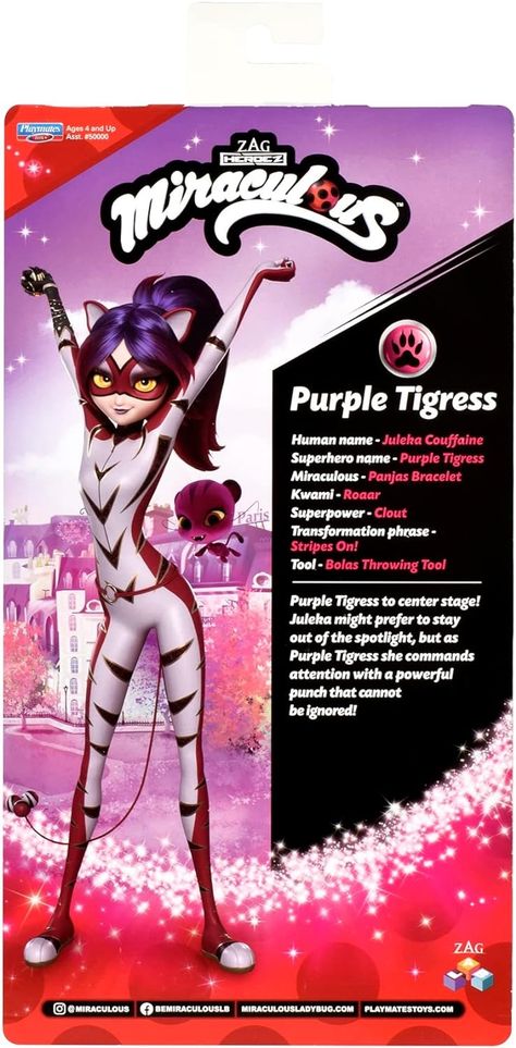 Amazon.com: Miraculous Ladybug and Cat Noir Toys Fashion Doll | Articulated 26cm Doll with Accessories Kwami | Purple Tigress Figurine | Bandai Dolls : Toys & Games Miraculous Ladybug Powers, Miraculous Characters Names, Miraculous Ladybug Power Up, Miraculous Ladybug Characters Names, Miraculous All Heroes, Miraculous Ladybug All Heroes, Miraculous Ladybug Outfits, Miraculous Ladybug Superheroes, Miraculous Ladybug Heroes