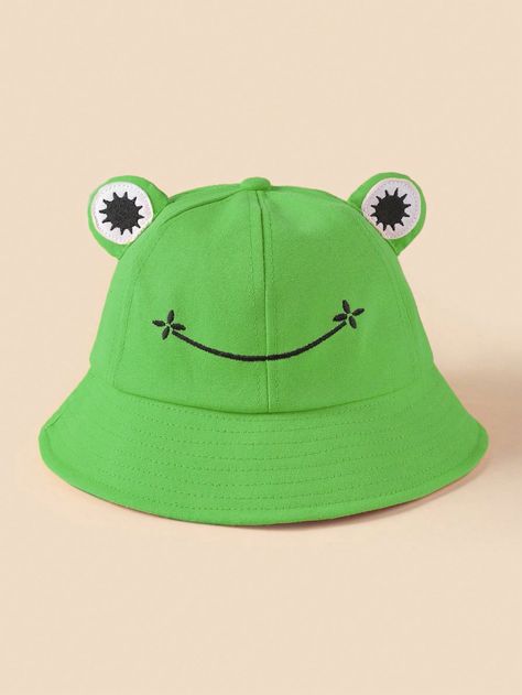 Girl Bucket Hat, Frog Bucket Hat, Green Hat, National Day Accessories, SchoolI discovered amazing products on SHEIN.com, come check them out! Kidcore Hat, Frog Accessories, Frog Bucket Hat, Cute Bucket Hat, Bob Chapeau, Cartoon Frog, Bucket Hat Summer, Funky Hats, Frog Design