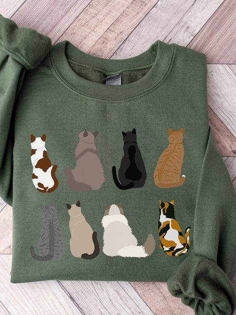 Cat Sweater For Women, Sweaters For Cats, Cat Sweatshirt Hoodie, Cat Themed Clothes, Cat Mom Sweater, Fall Sweatshirt Outfit, Cat Mom Sweatshirt, Cat Tee Shirts, Animal Sweater