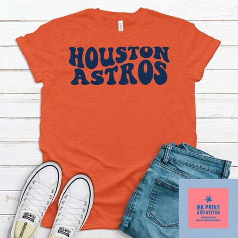 Astros Shirt, Houston Astros Shirts, Wave Logo, Retro Wave, Baseball Mom Shirts, Baseball Fan, Baseball Mom, Houston Astros, Cute Tshirts