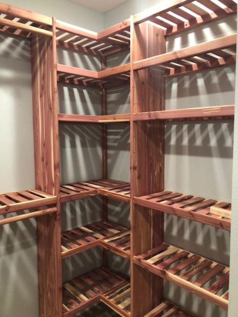 Are you looking to organize you closet?  Northern Kentucky Cedar has just what you need! Cedar Closet Shelves, Cedar Closet Ideas Walk In, Cedar Closet Ideas, Cedar Dresser, Hunting Closet, Cedar Wardrobe, Cedar Shelves, Linen Closet Shelves, Wood Closet Shelves