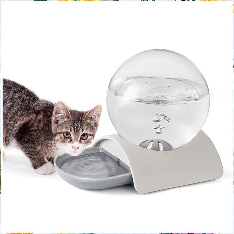 Vayugo Automatic Cat Water Dispenser, 2.8L/0.74 Gallon Gravity Pet Water Dispenser with Spherical Water Bubble for Cats, Dogs Cat Water Dispenser, Automatic Cat Feeder, Water Station, Water Globes, Cat Feeder, Water Bubbles, Cat Drinking, Water Bowl, Water Dispenser