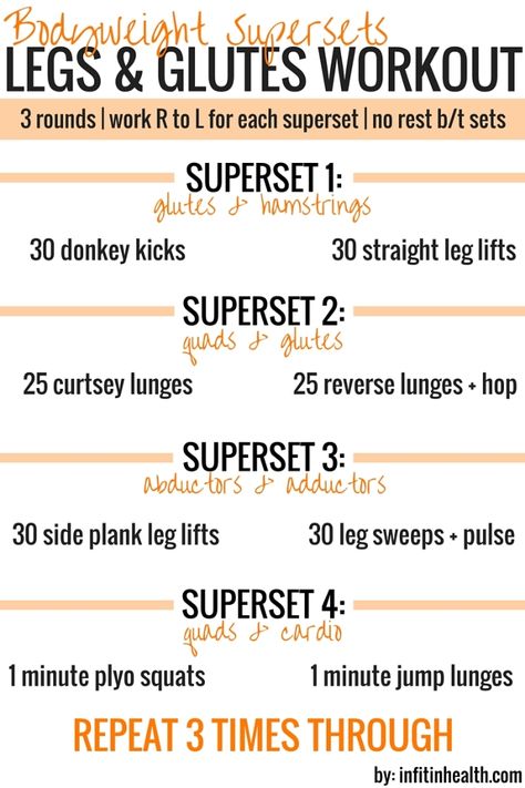 Bodyweight Supersets Legs & Glutes Workout Legs Glutes Workout, 30 Days Workout Challenge, Water Fitness, Cardio Workout At Home, Workout Stuff, Health Challenges, Super Sets, Fitness Fun, Exercise Routines