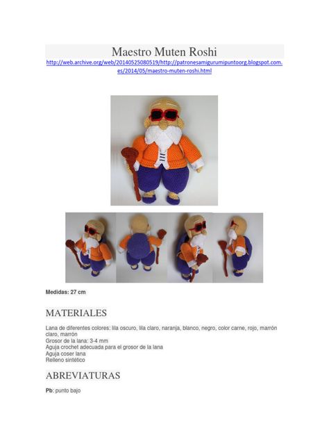 Roshi Dragon Ball, Document Sharing, Reading Online, Dragon Ball, Amigurumi, Reading, Crochet, Red