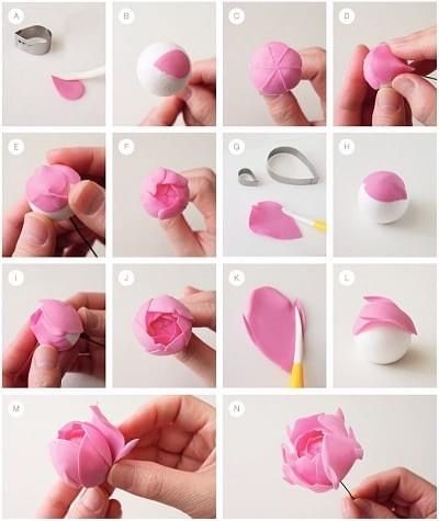 Large Paper Flower Tutorial, Fondant Rose Tutorial, Cake Flowers Tutorial, Paper Flowers Roses, Sugar Paste Flowers, Sugar Flowers Tutorial, Fondant Flower Tutorial, Wafer Paper Flowers, Fondant Rose