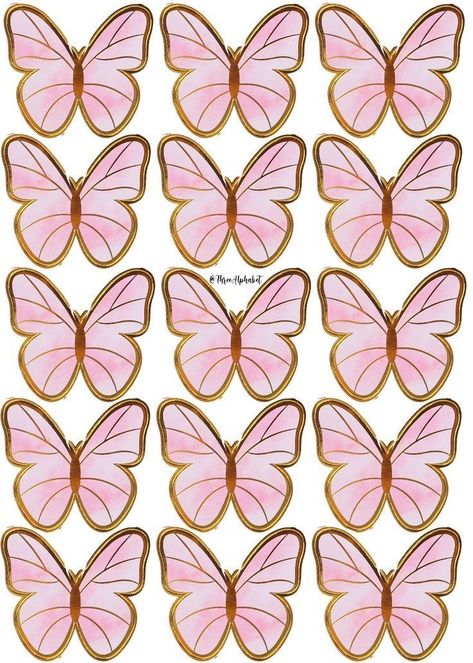 Pink Cake Toppers, Butterfly Cupcake Toppers, Diy Cake Topper Birthday, Photo Cake Topper, Butterfly Cupcakes, Butterfly Cake Topper, Idee Babyshower, Birthday Cake Topper Printable, Butterfly Template