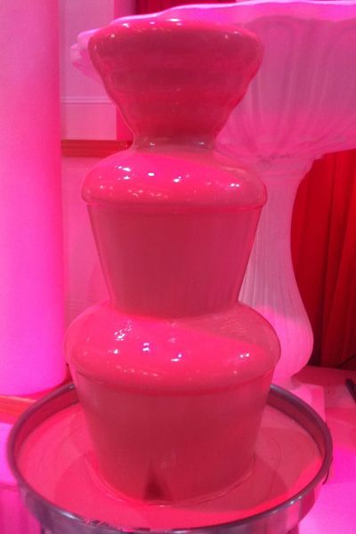 Pink Chocolate Fountain, Hot Pink Birthday Party, Sweet 16 Party Planning, Chocolate Fountain Recipes, Hot Pink Birthday, Pink Party Theme, Pink Sweet 16, Barbie Party Decorations, Sweet Sixteen Birthday Party Ideas